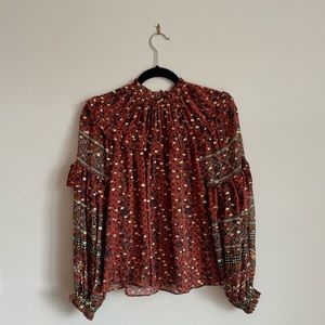 Ulla Johnson "Eleni" blouse in brick